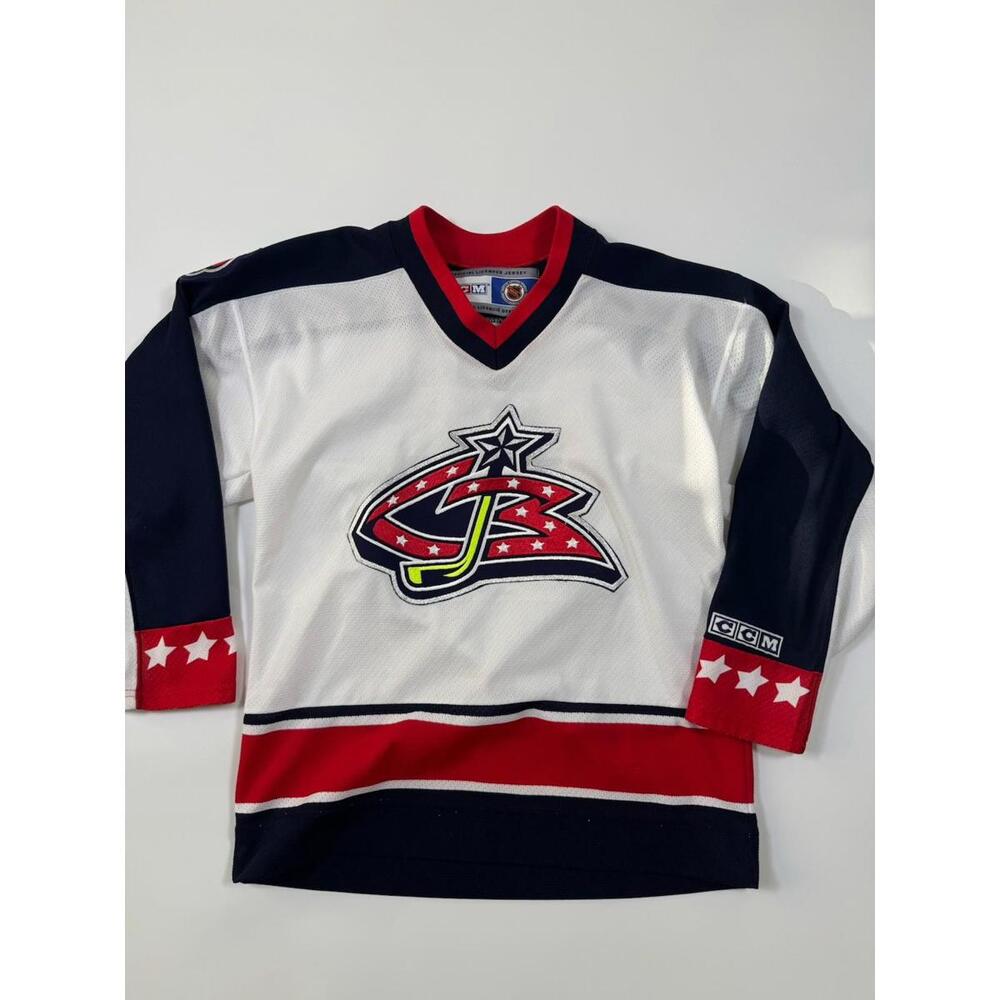 Vintage CCM Colombus Blue Jackets NHL Hockey Jersey White Youth XL Canada